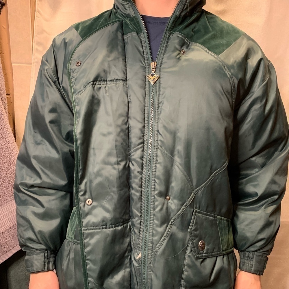 Vintage 90s Triple Fat Goose Down Coat Winter Jacket Parka Size large green - Picture 1 of 16